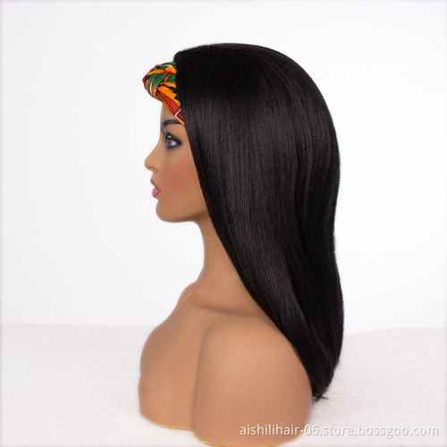 Long straight headband wigs wholesale bkack straight fiber synthetic hair for black women